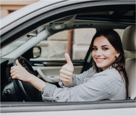 Driving Hub - Car - Parking - Girl smiling - good driving schools in toronto